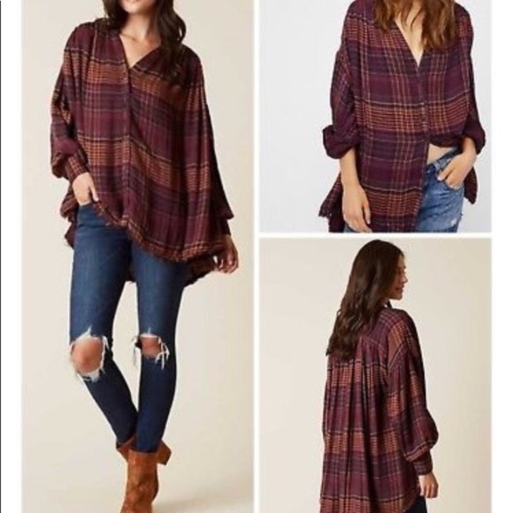 Free People NWOT Come On Over Flannel Tunic